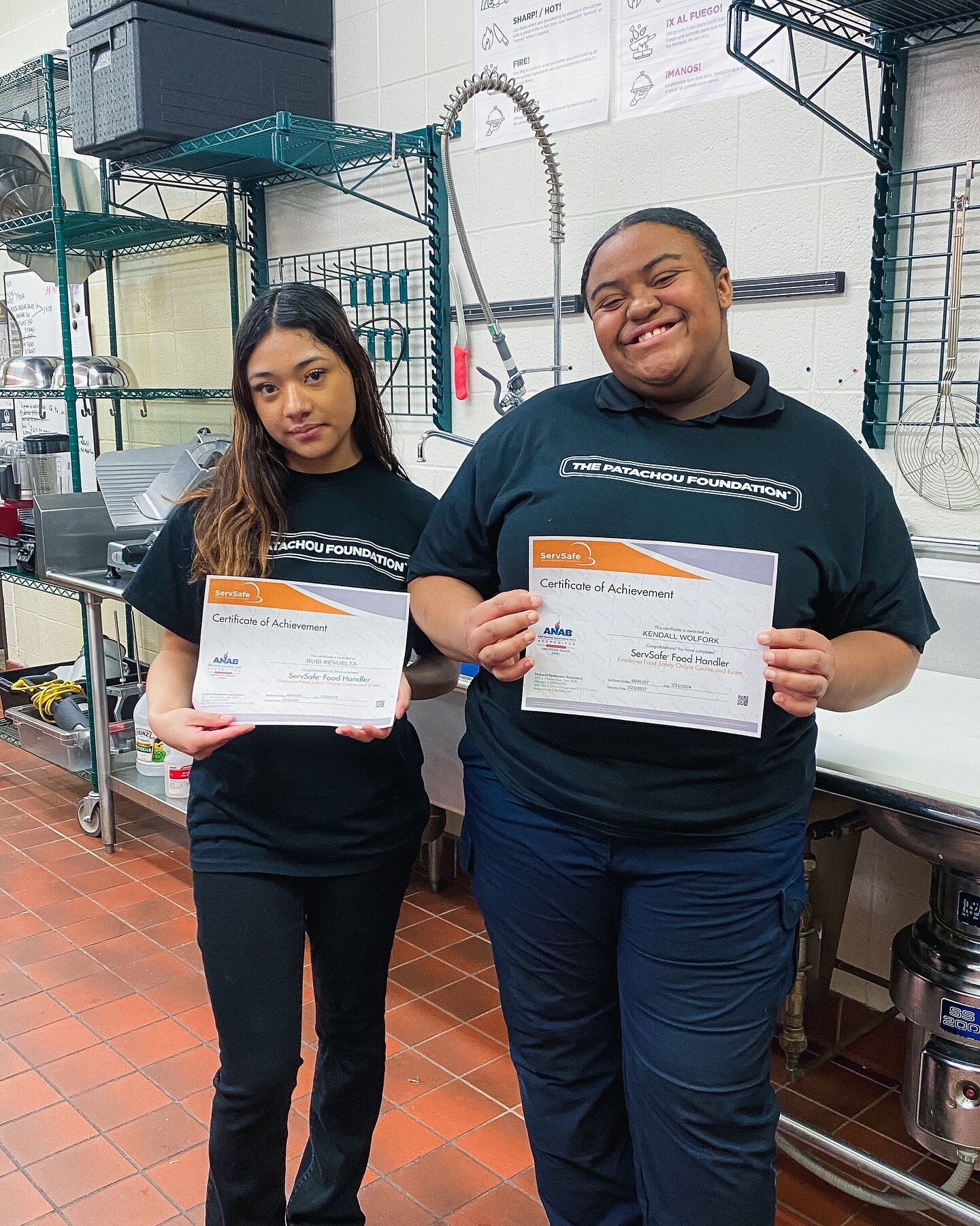 Congratulations to Kendall and Rubi for earning their ServSafe Food Handler certificates!

As part of our Food Fellowship program, all students have the opportunity to become ServSafe certified. They also have the opportunity to receive a manager&rsq