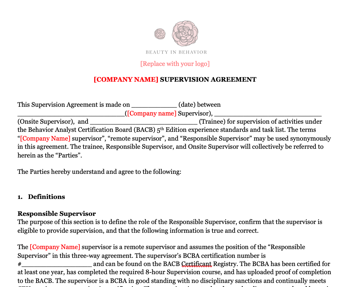 supervision-agreement-template