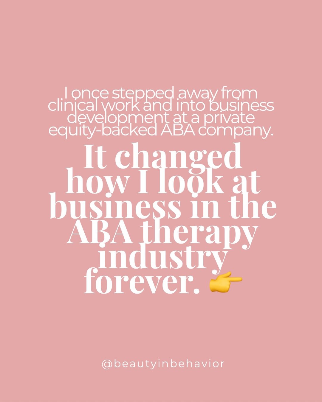 There was a season in my career when I stepped away from clinical work and into business development within a PE-backed ABA company.

At first, I thought I could bridge both worlds-business and quality care.

But over time, I realized something uncom