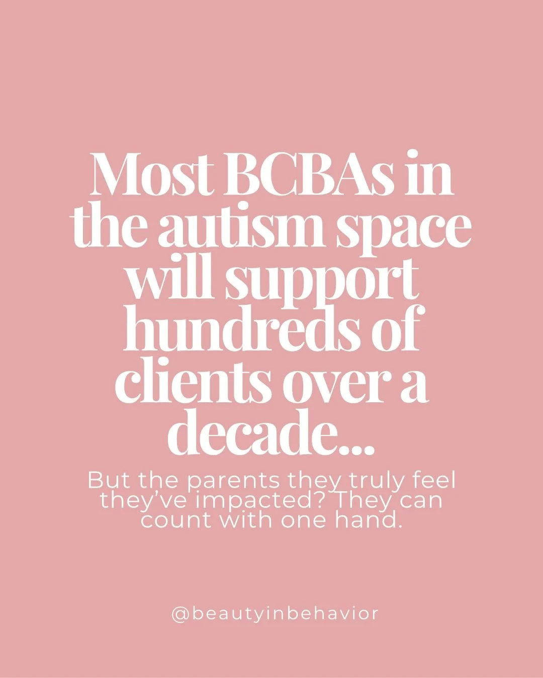 Hundreds of clients served after years in the field.

And still&hellip;parent impact feels like a one-off. This isn't an isolated story. 

We can always blame the clinician. Or the clinic owner.

But it's the system. 

Most of us were trained in syst