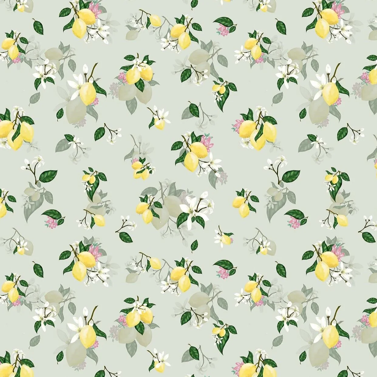 lemon-flower-print-pattern-sage