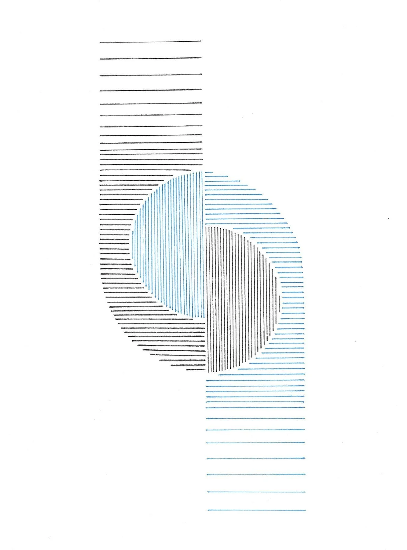 Connect - Black and blue ink line art