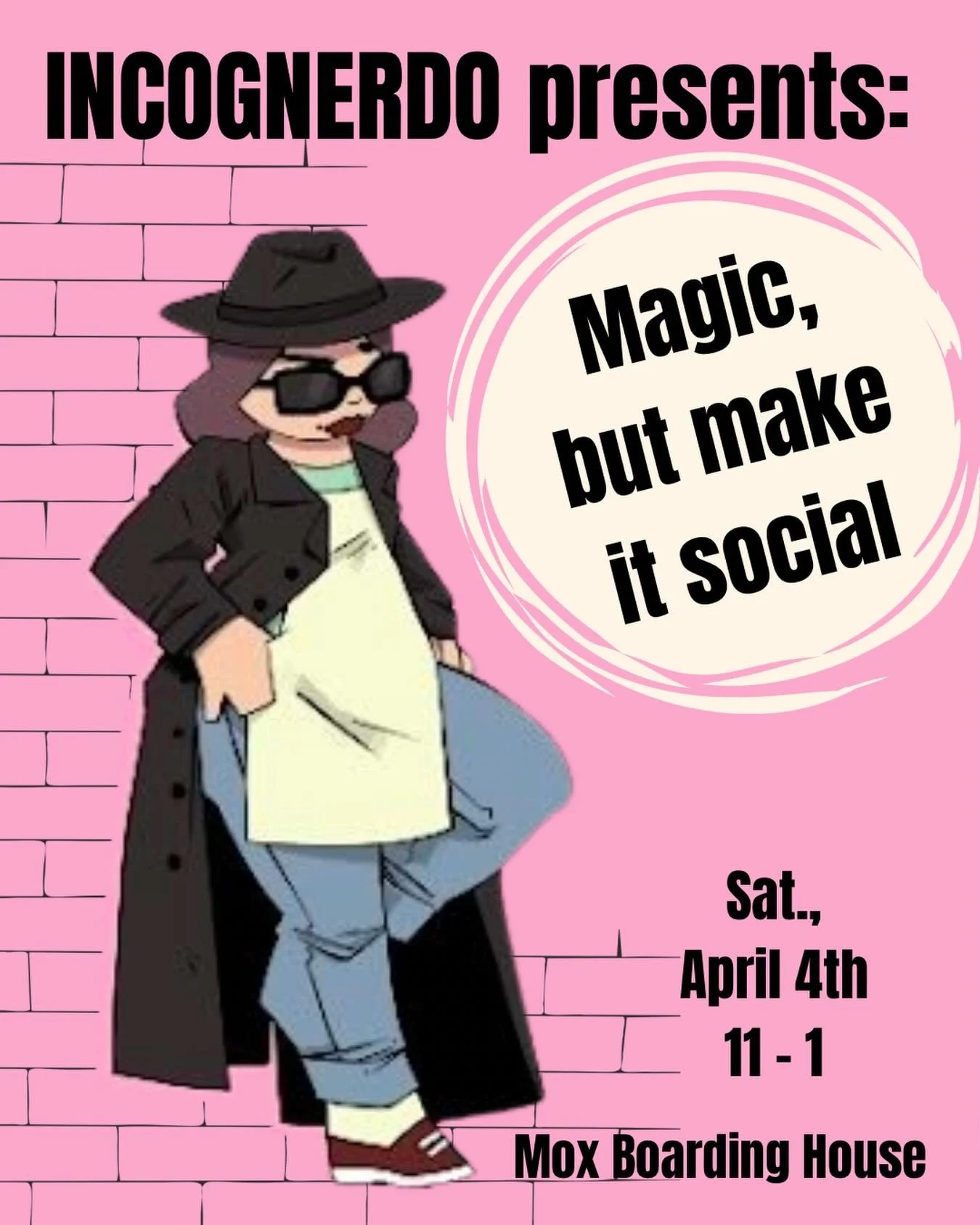Two weeks out.

And yes &mdash; this is your sign.

Incognerdo Presents: Women of the Gathering &mdash; A Curated Magic Social

Magic, but make it social.

We&rsquo;re taking over the Apothecary Room at Mox Boarding House for a women-only Magic: The 