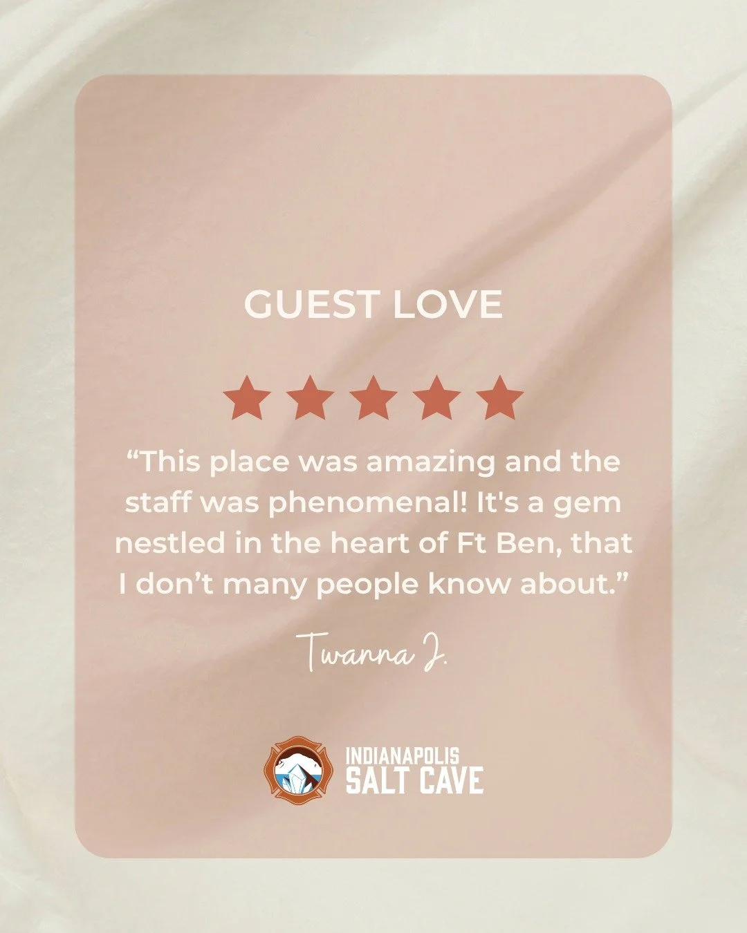 The best kind of feedback. 🧂🤍

We love hearing when a first visit turns into a new favorite place to relax, reset, and breathe a little deeper.

Come see why Indy Salt Cave feels like one of Fort Ben&rsquo;s best-kept secrets.