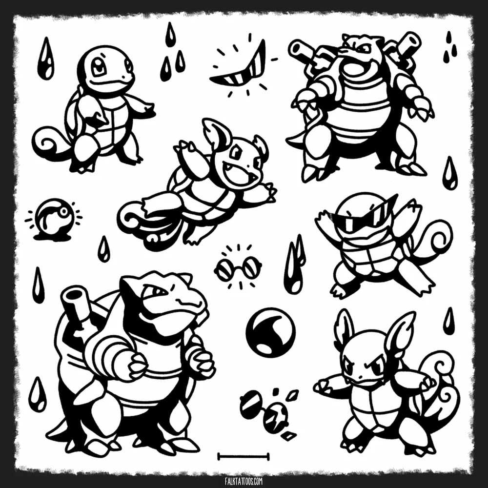 Squirtle With Shades Black And White