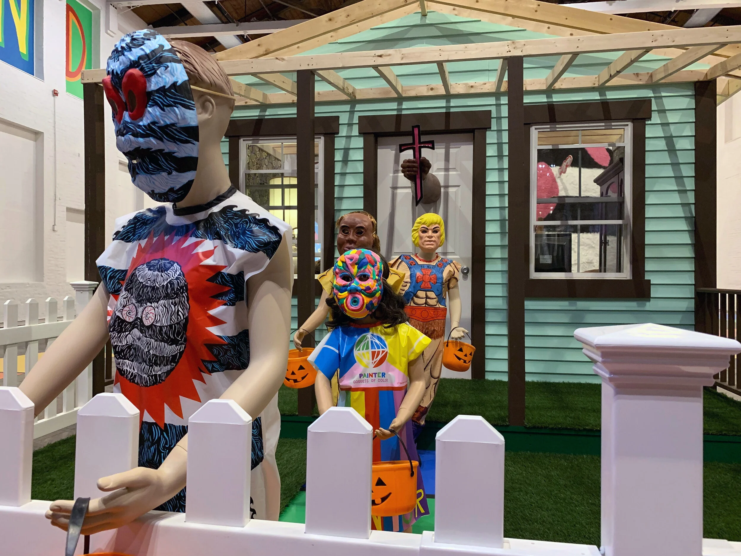 Installation view of Trenton Doyle Hancock’s Halloween House, 2019, MASS MoCA, North Adams, Massachusetts