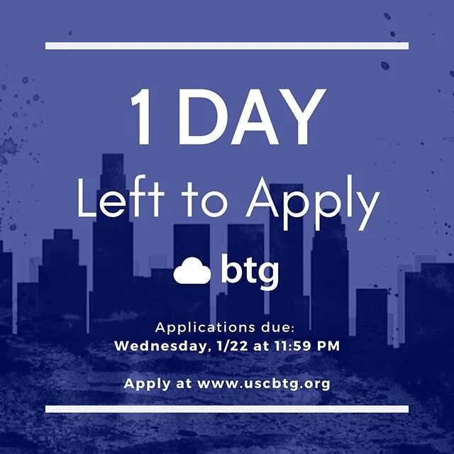 1 day left to apply! Wanna know more about us? Come to our info session tonight at 8 in JFF 316!