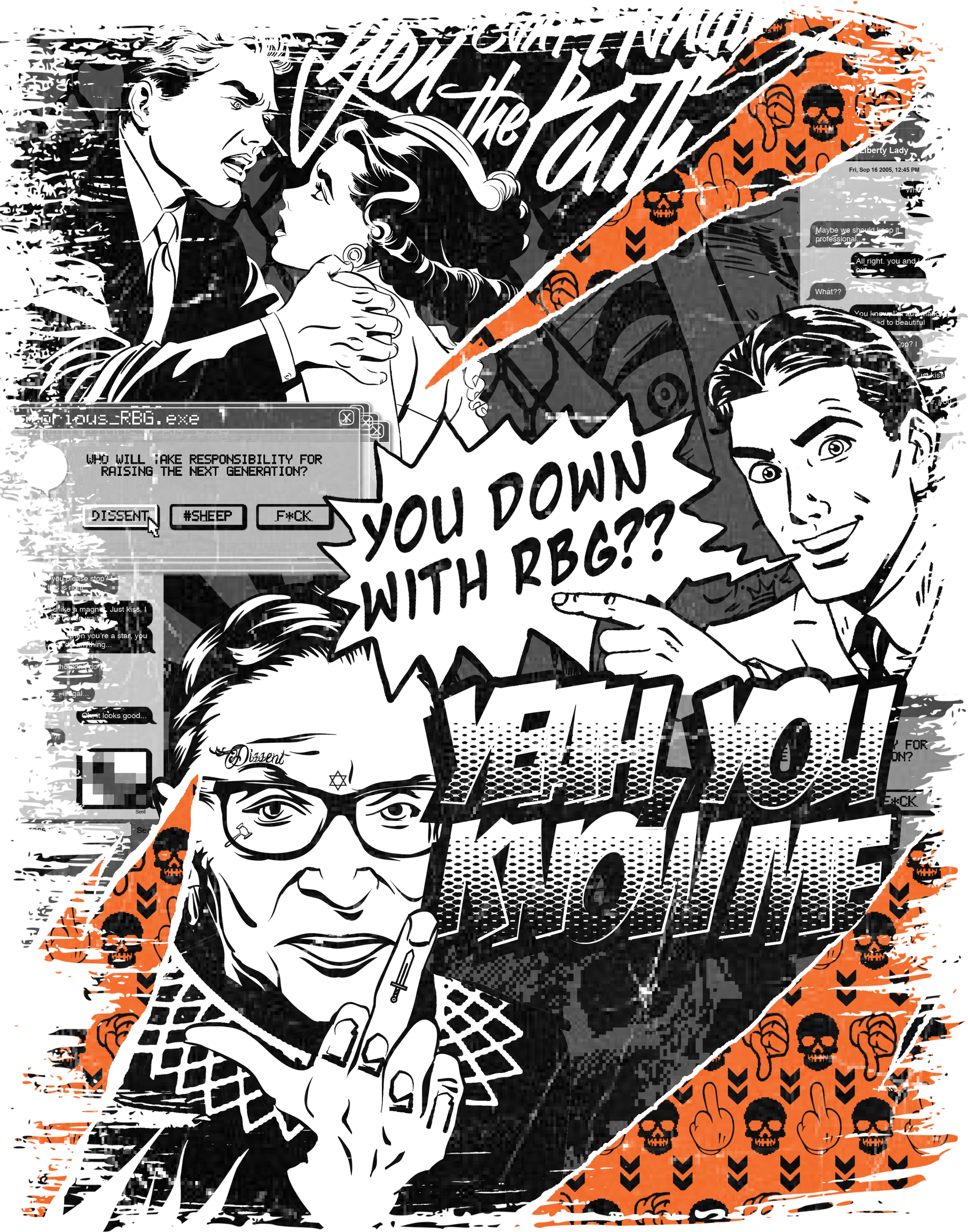 RIP Supreme Court Judge Ruth Bader Ginsburg Orange Pop Art