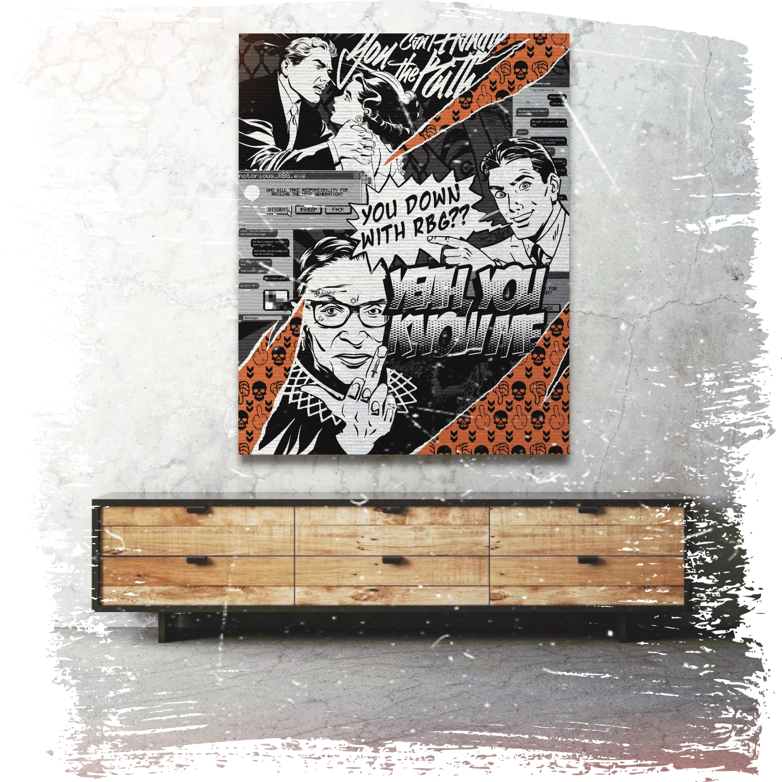 RIP Supreme Court Judge Ruth Bader Ginsburg Orange Pop Art