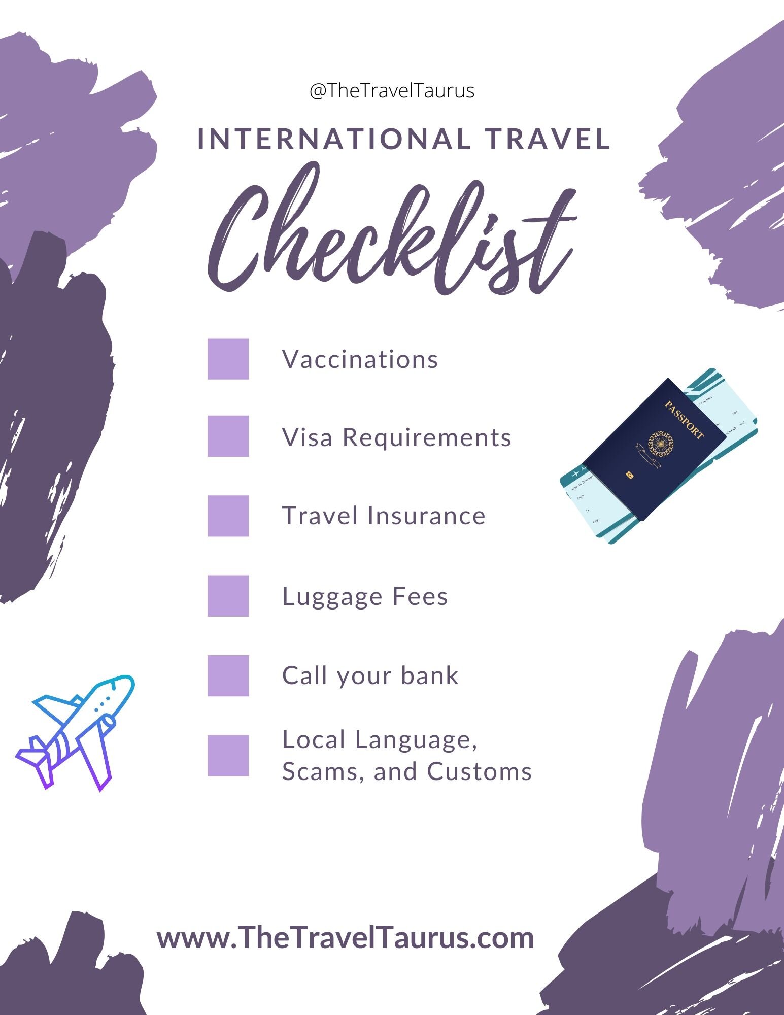 International Travel Checklist — The Travel Taurus