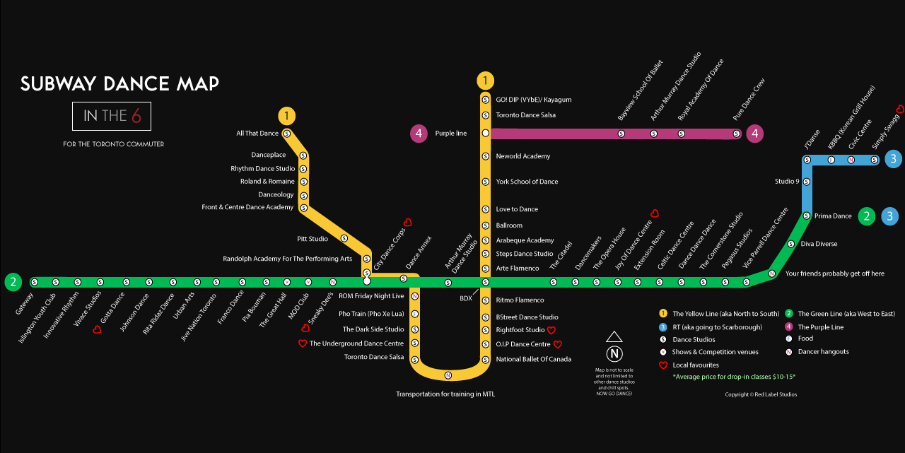  TTC (Toronto Transit Commission) subway map based off of Toronto’s dance industry 