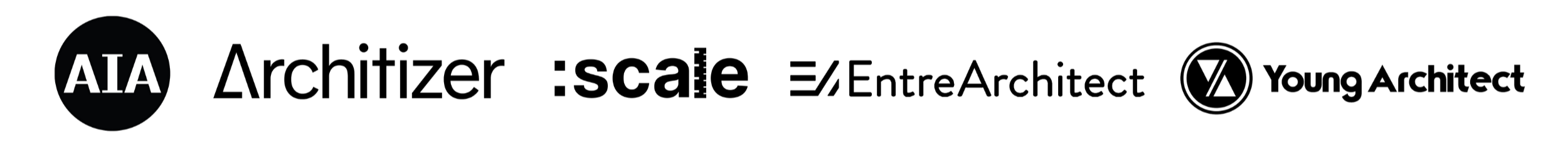Logos of AIA, Architizer, and Young Architect.