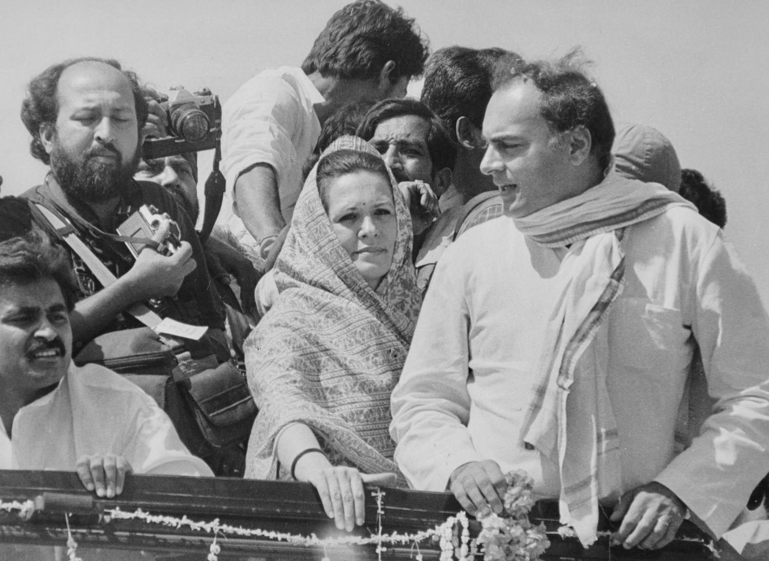  On assignment with Rajiv and Sonia Gandhi in 1991. 