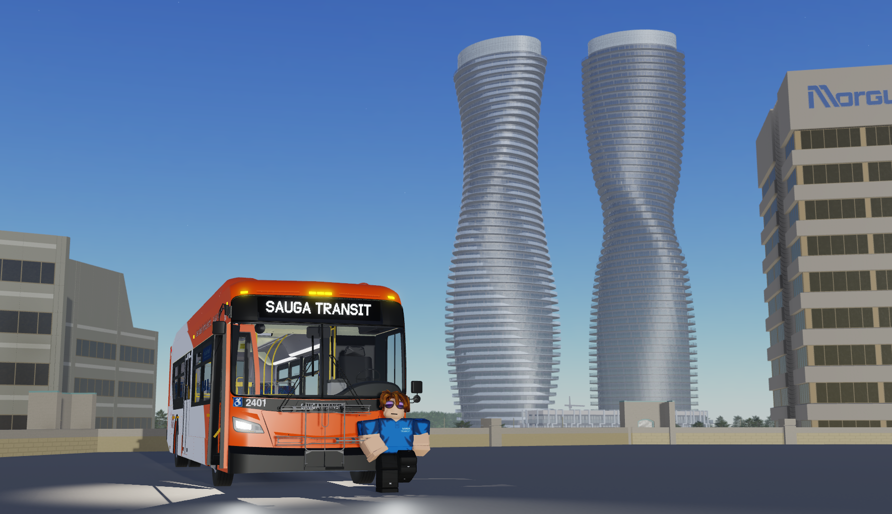 Bus overlooking the iconic Marilyn Monroe Towers