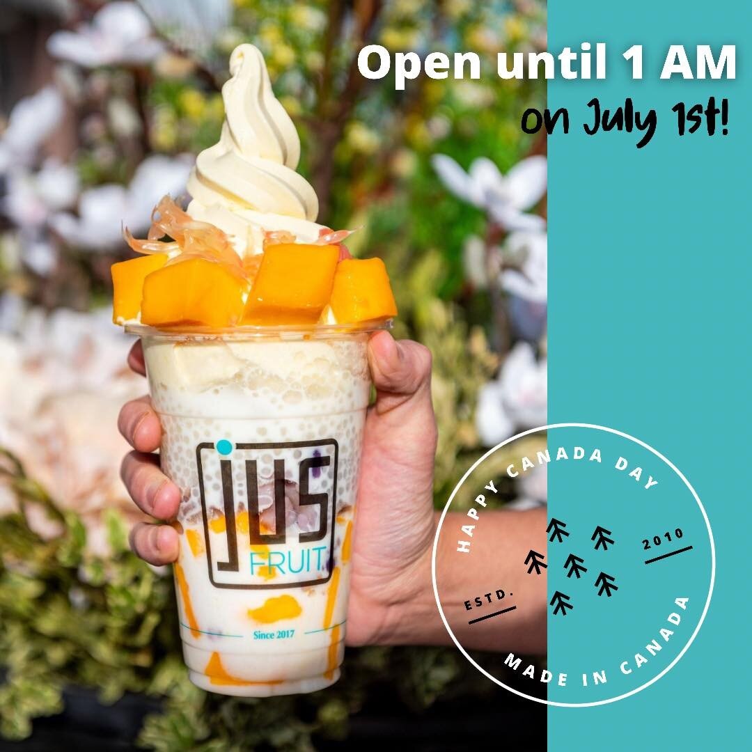 🌙 On July 1st, our Sunnyside location will be open until 1 AM! 

It&rsquo;s going to be a HOT day so cool off with one of our delicious Mango Supreme Soft Serve Parfaits! 

🥭 It&rsquo;s soft serve ice cream (created by @uzutaiyaki) and bubble tea a