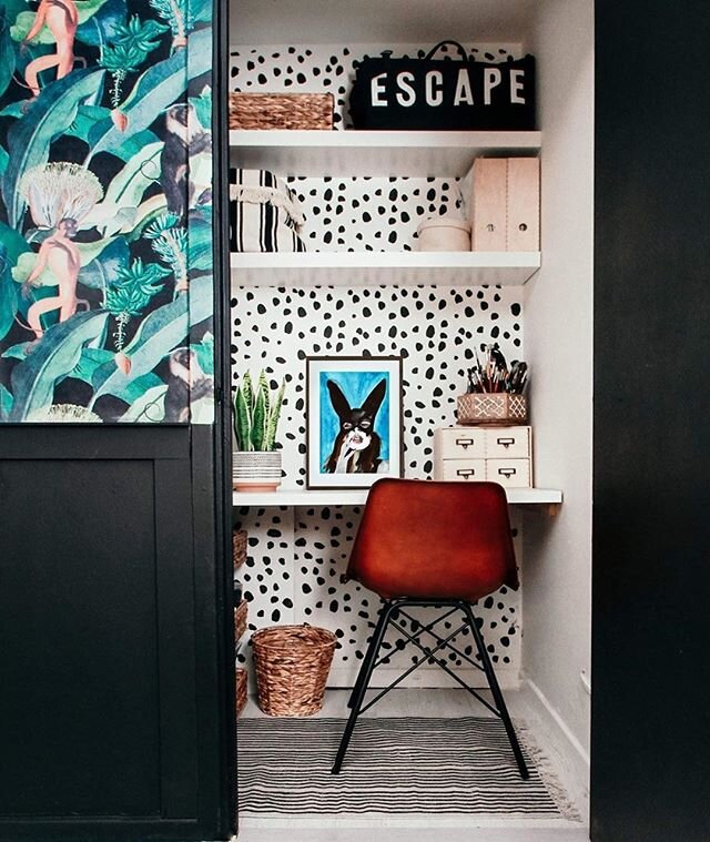 Proving that even the smallest spaces can be beautifully functional - we&rsquo;re loving how @patirobins has curated her cupboard office!⠀
.⠀⠀
.⠀⠀
.⠀⠀
.⠀⠀
.⠀⠀
.⠀
#mystylishhome #wallpaper #homeinteriors #decorlovers #dekohloves #decoratorsofinstagram