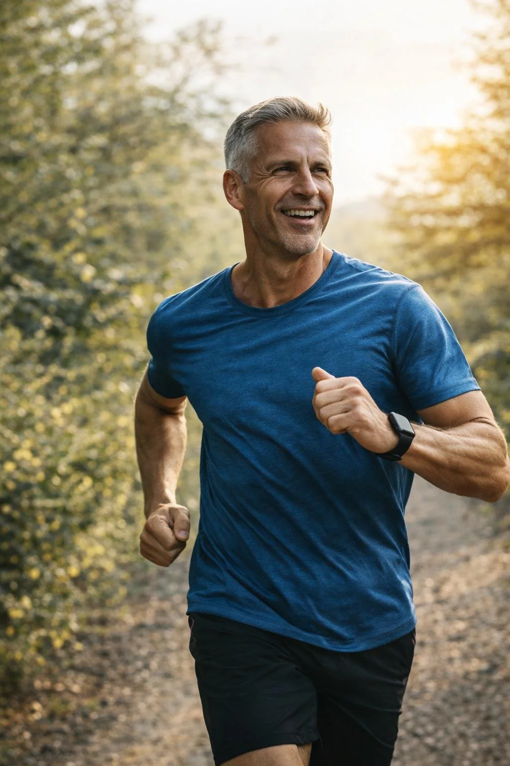 Active adult running outdoors