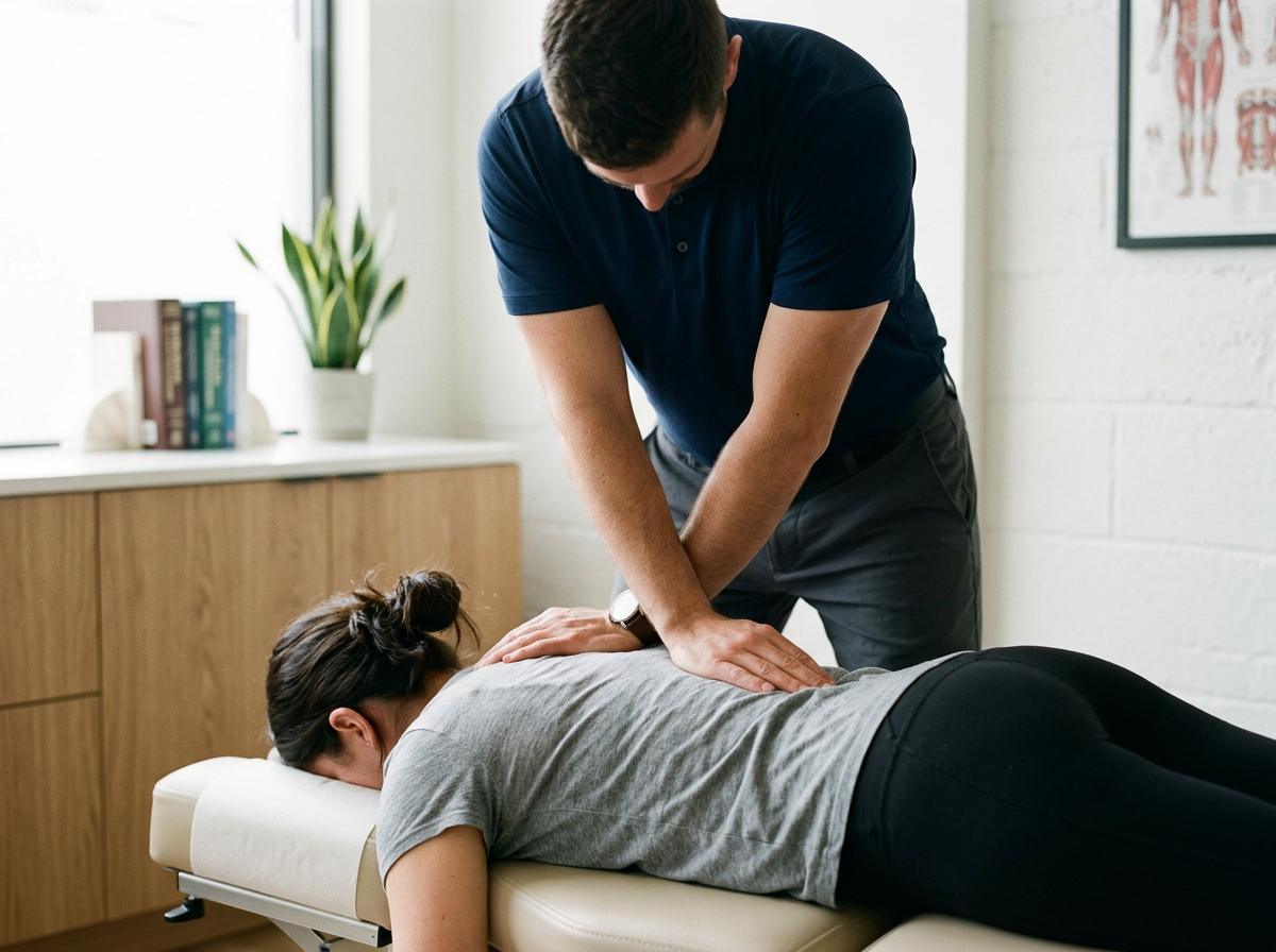 Chiropractor adjusting a patient with headache symptoms