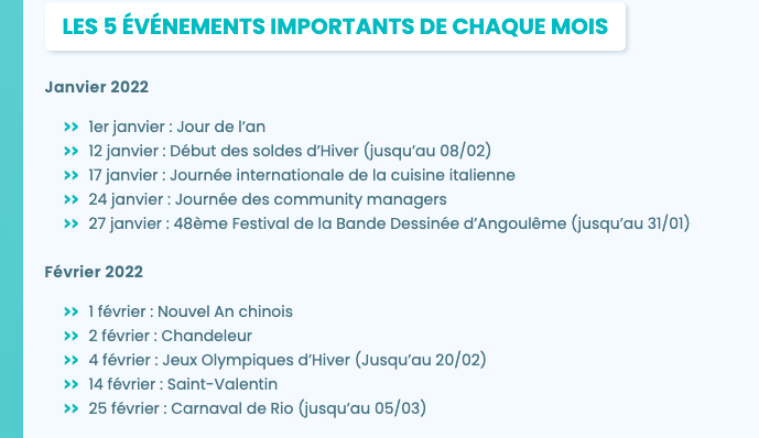 Calendrier Social Media 2022 : découvrez tous les marronniers de l'année !