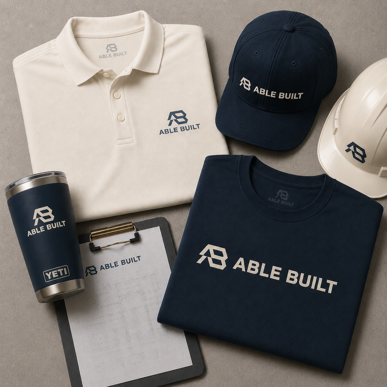 Able Built branded apparel and construction field gear