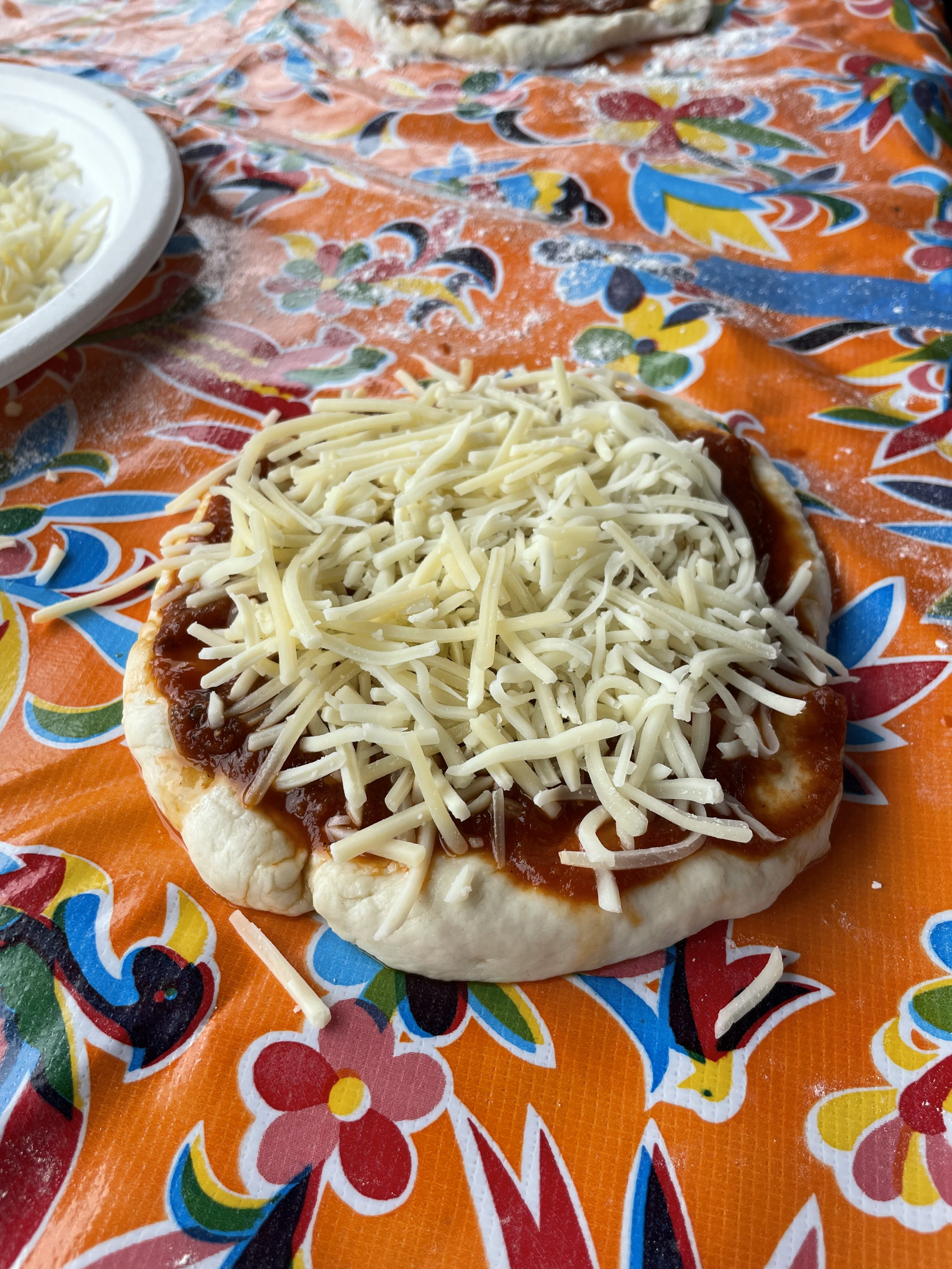 Mini pizzas in the works.