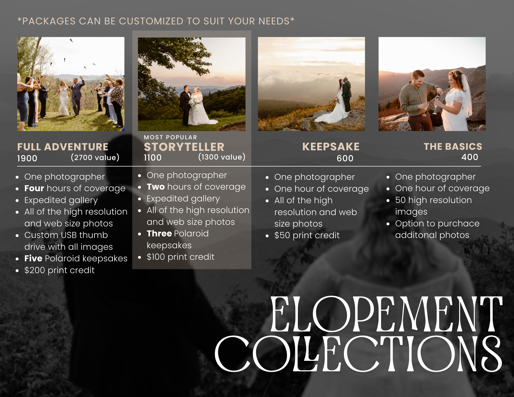North Carolina elopement photography packages