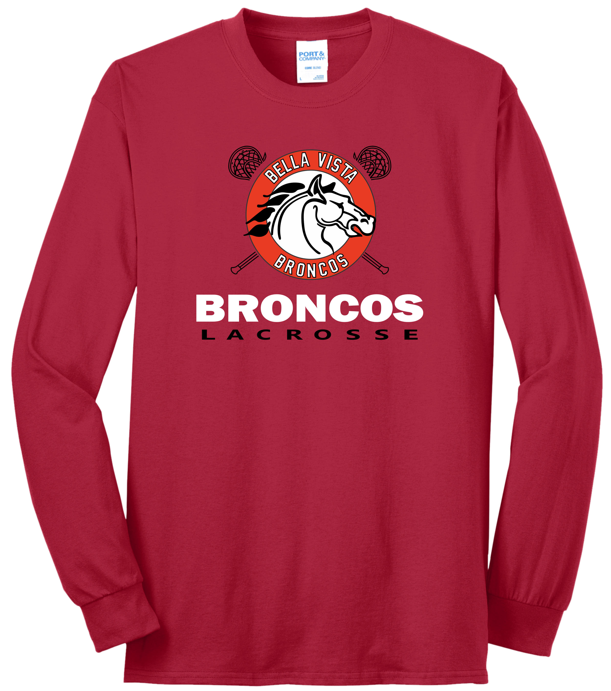 BV Lacrosse Logo 1 Long Sleeve T PC55LS Red.png