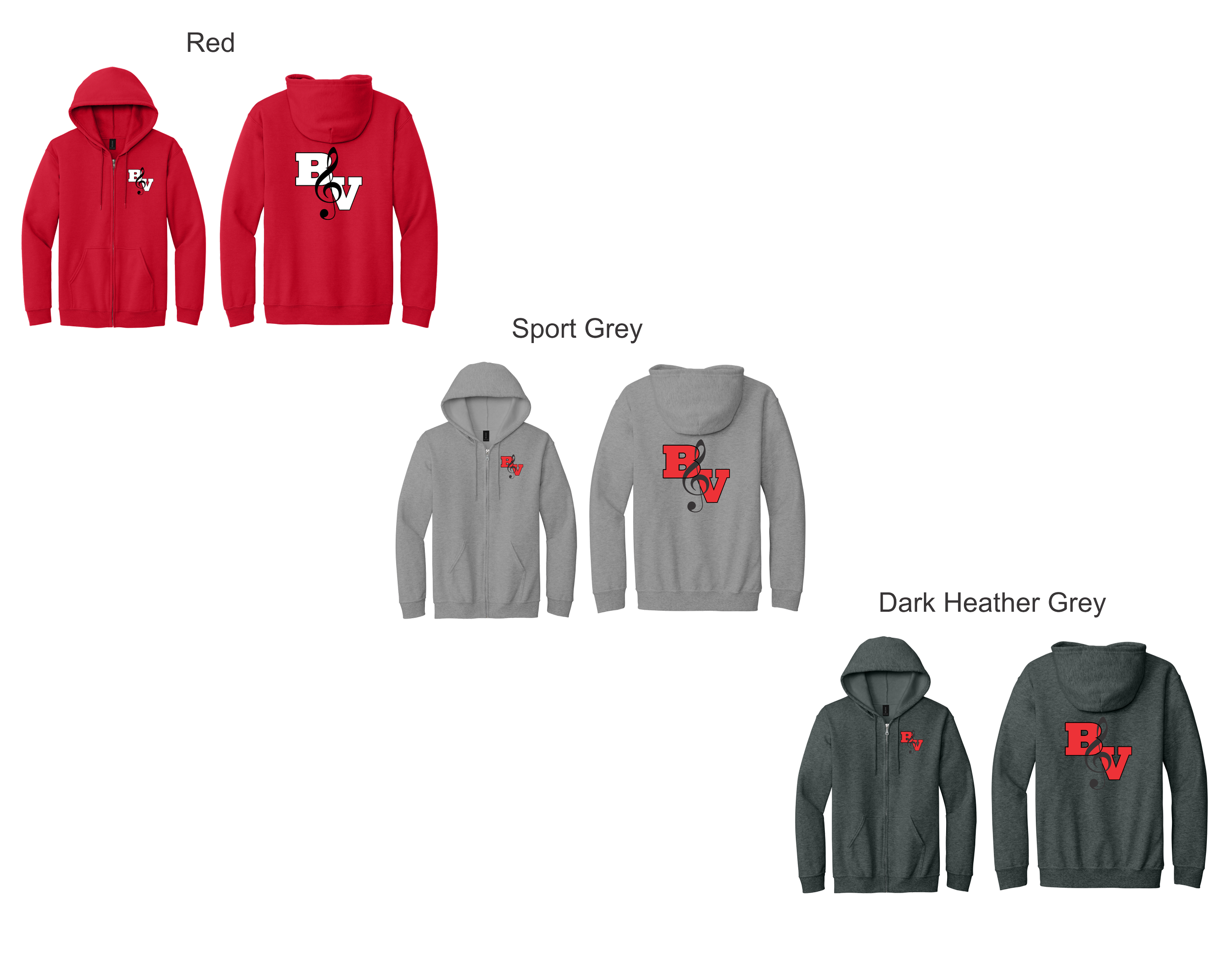 BV Band - Clef Zip Up Hooded Sweatshirts (18600)