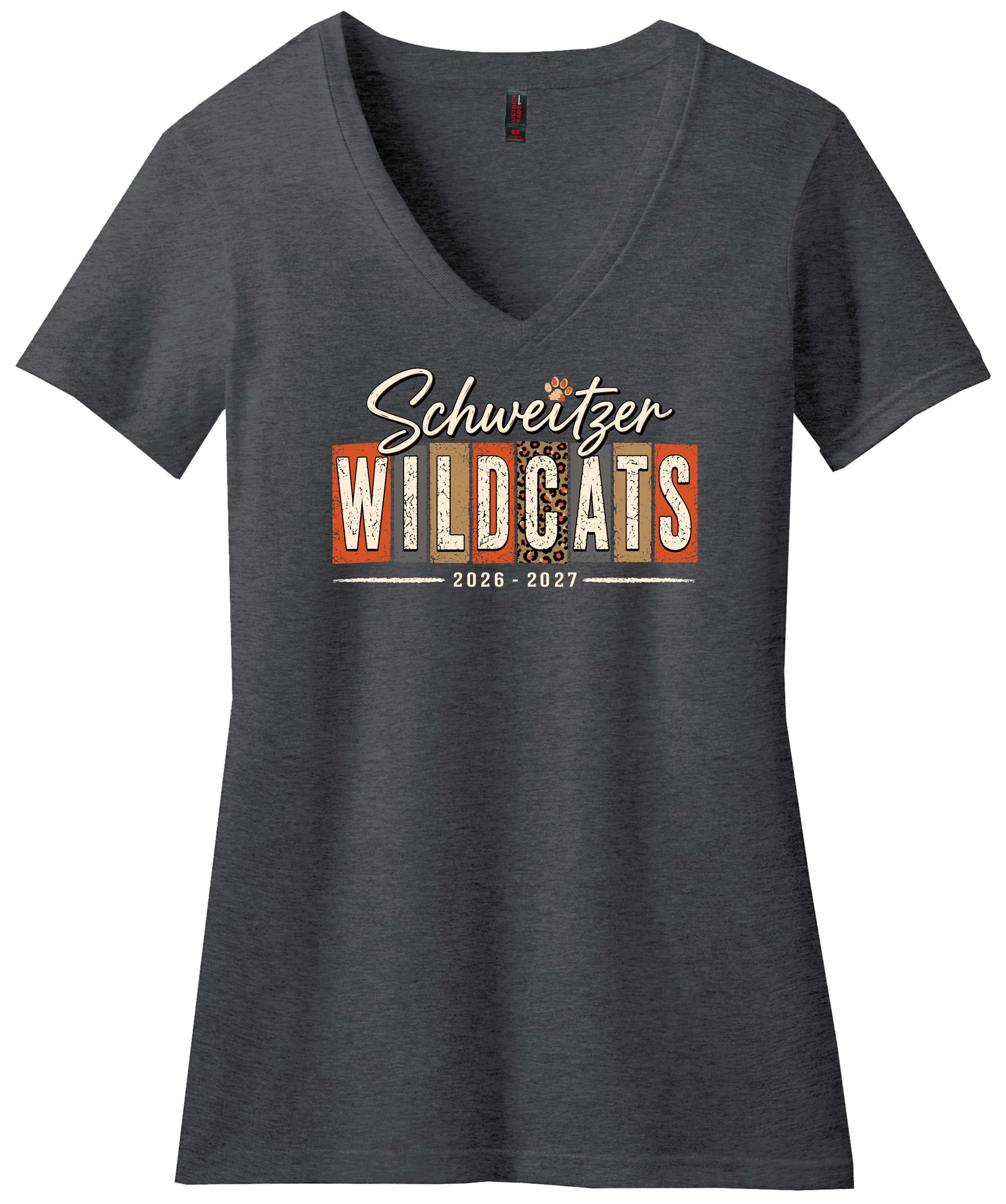 Schweitzer Women's V-neck Logo 3 (Dk Hthr Gry).png
