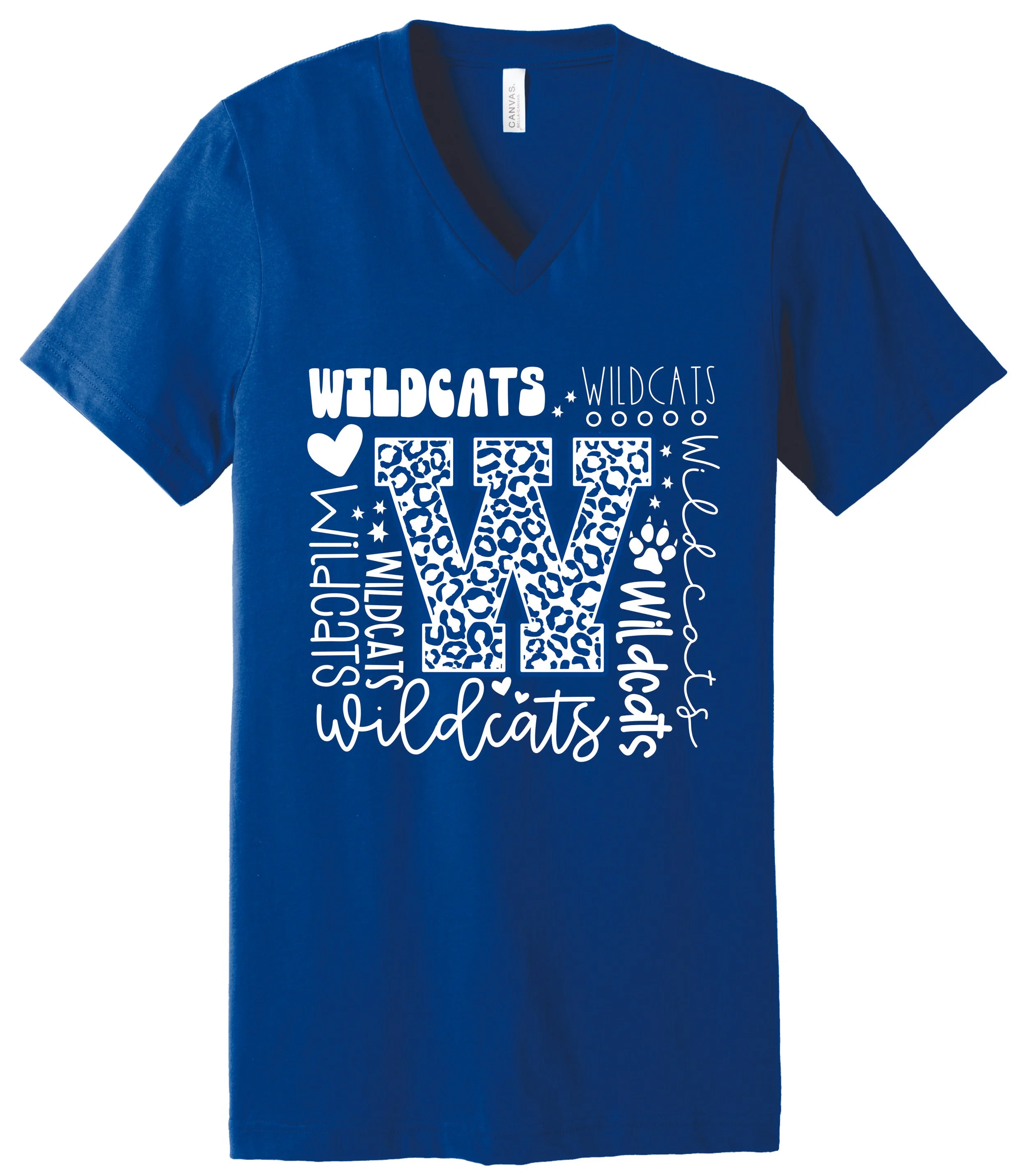 W Multiple Wildcats T-Shirts Royal V-Neck.jpg