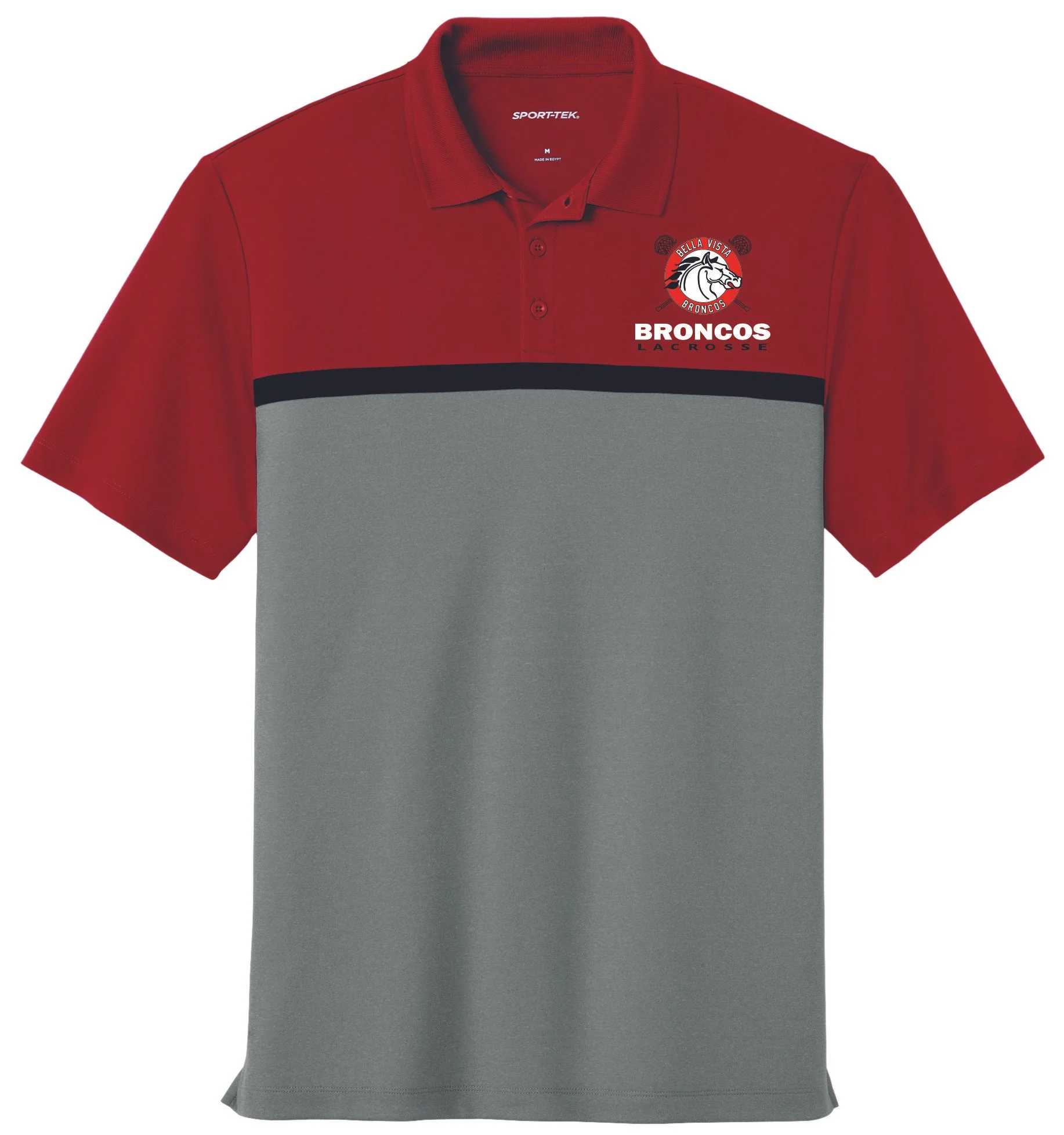 BV Girls Lacrosse Polo (ST741) Red Grey Black.jpg