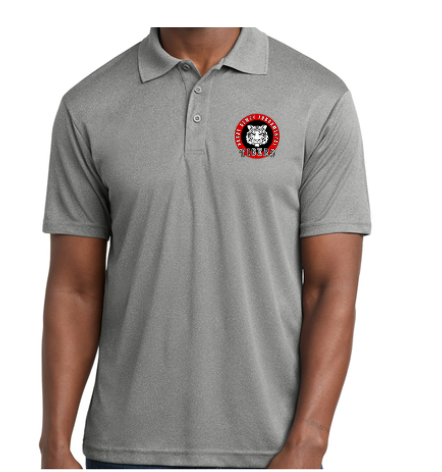 Dewey Elementary - Embroidered TIGERS Left Chest Grey Heather Polo (ST640)