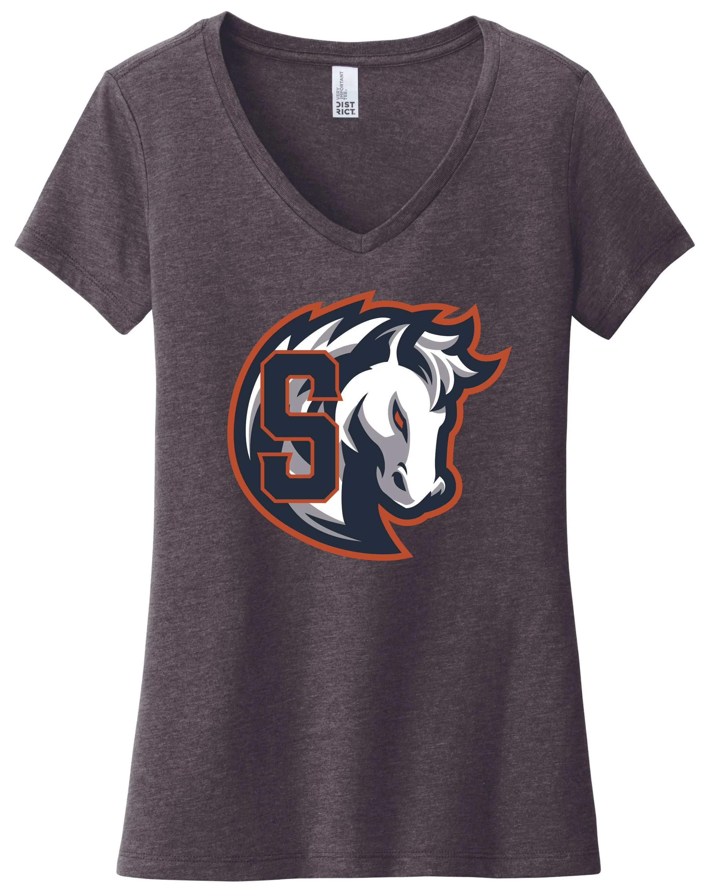 Stampede Heathered Charcoal Womens V-necks DT6503 Full Front.jpg