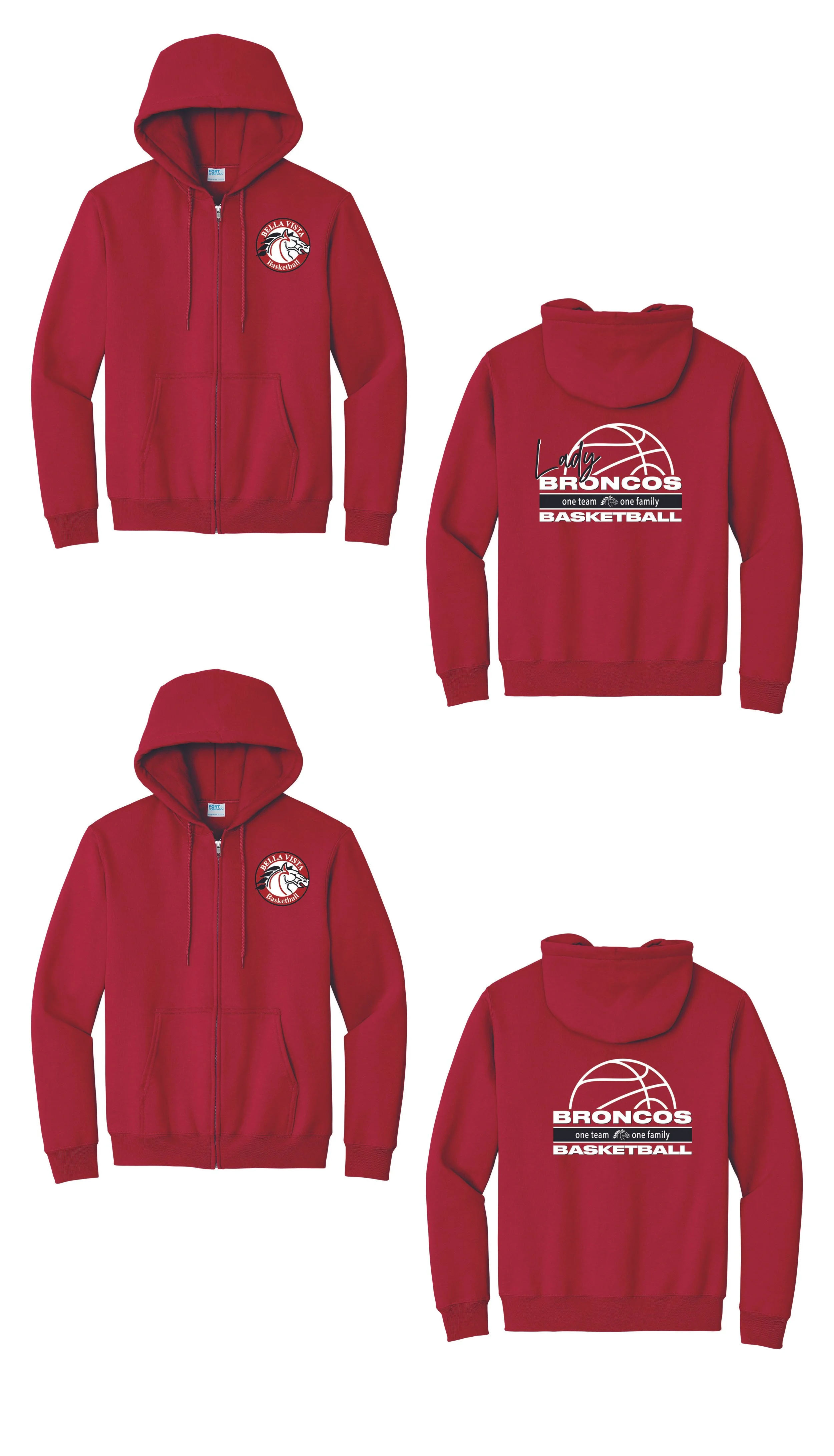 2025-2026 Lady Bronco Zip Up Hooded Sweatshirt RED.jpg