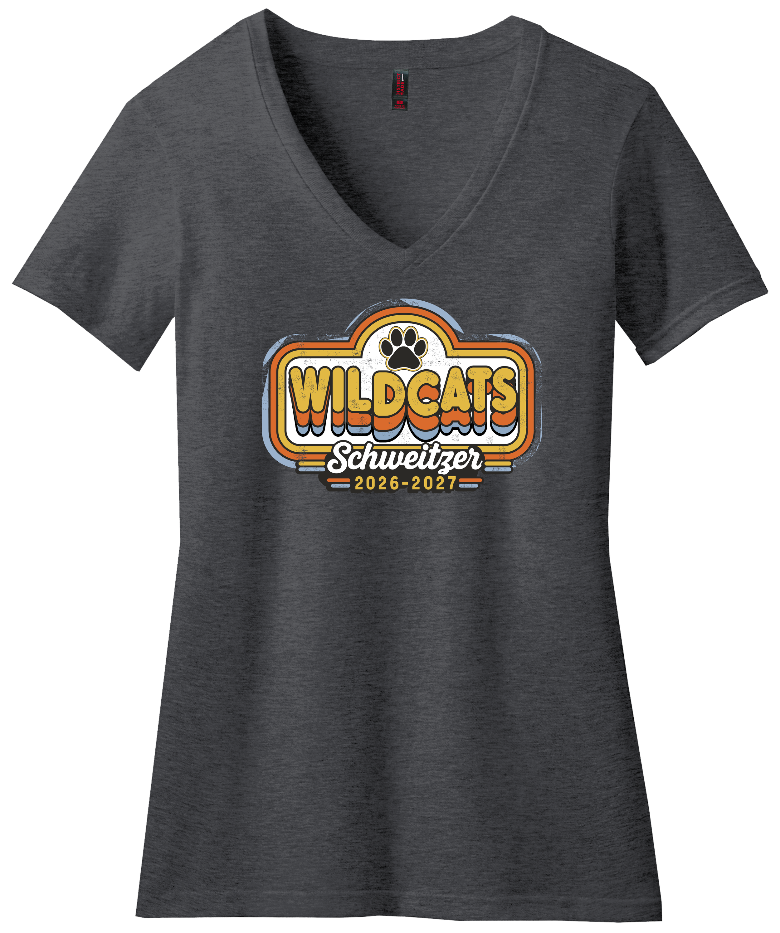 Schweitzer Women's V-neck Logo 2 (Dk Hthr Gry).png
