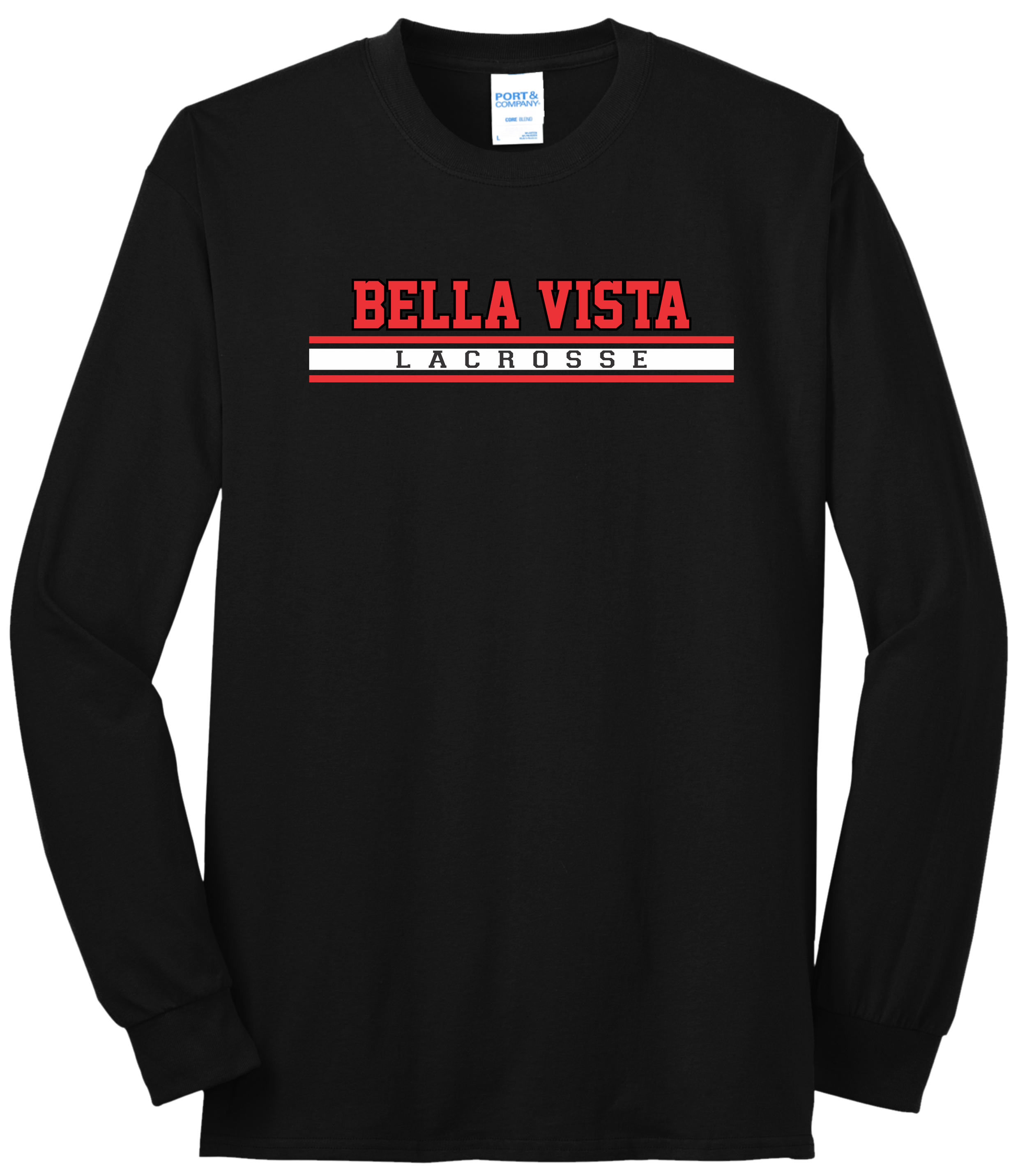 BV Lacrosse Logo 2 Long Sleeve T PC55LS Black.png