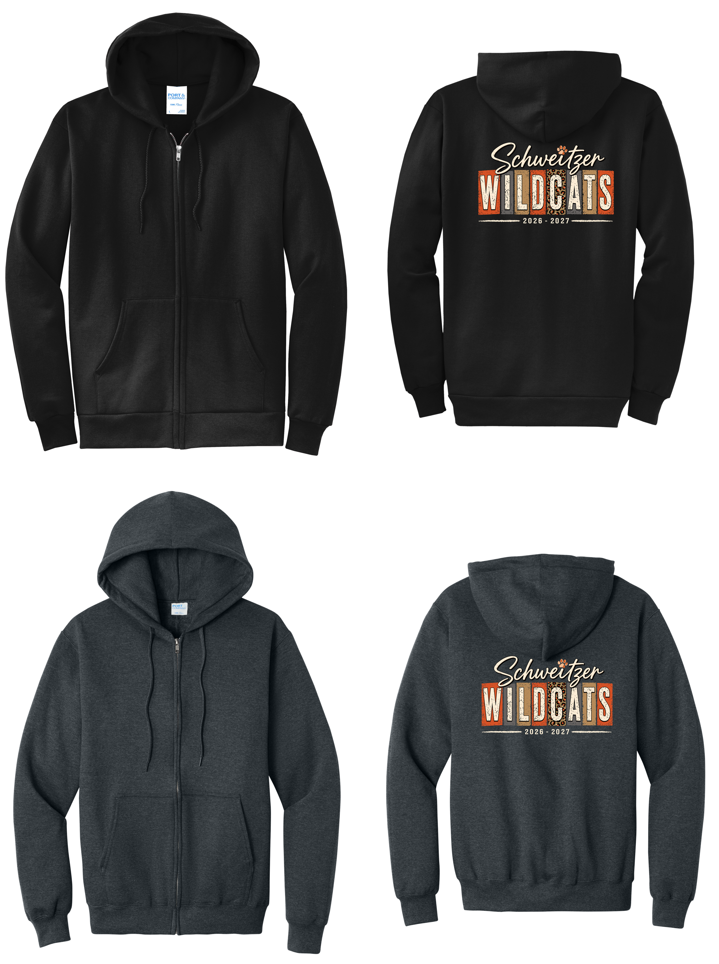 Schweitzer Elementary - Zip Up Hooded Sweatshirts Logo 3 (PC78ZH)