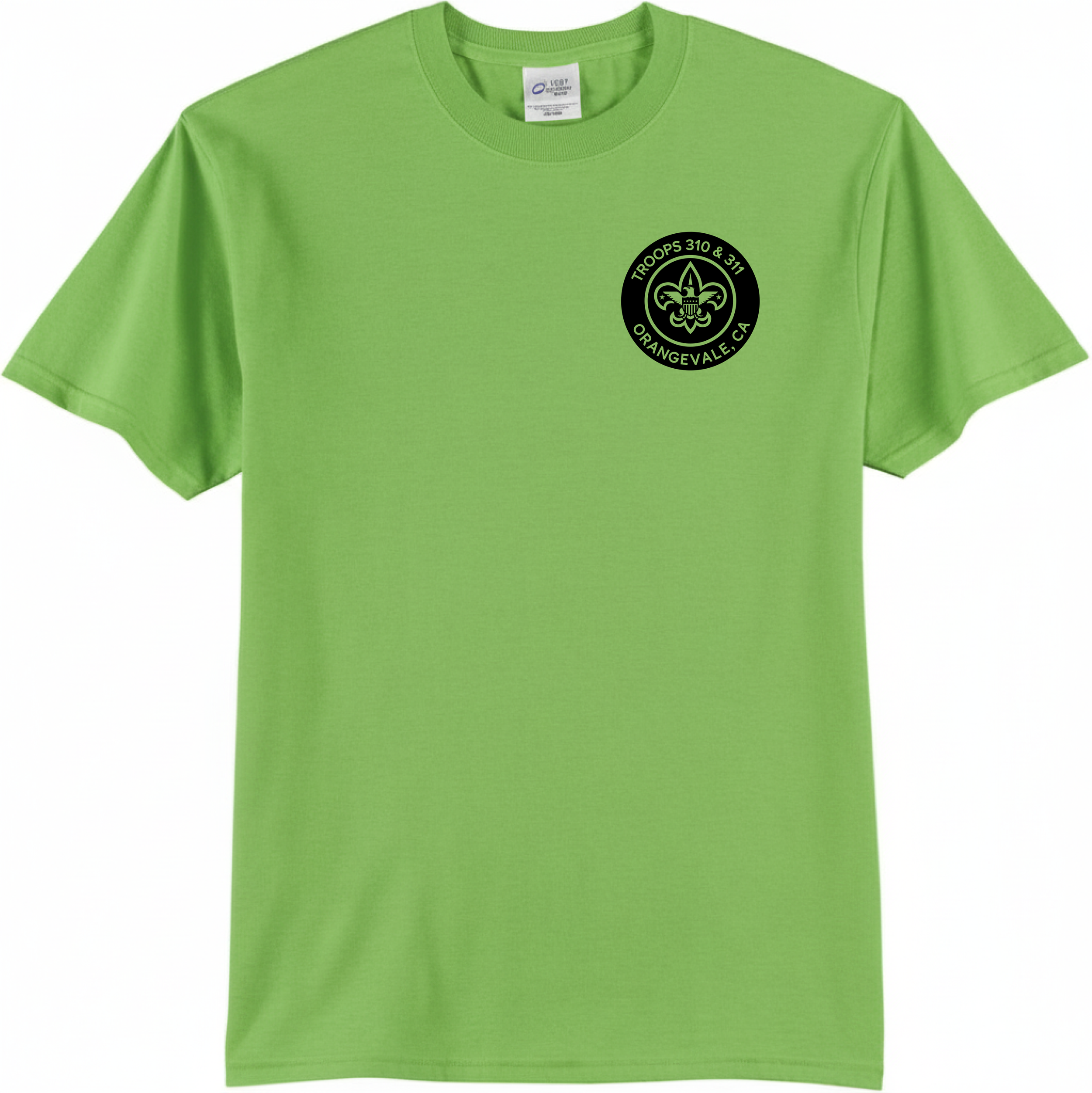 Troop 311 - Lime Green T-shirt with Left Chest Logo (PC55Y/PC55)