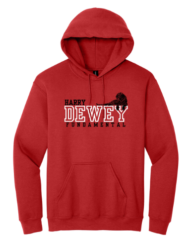 Dewey Elementary - Harry Dewey Fundamental Red Pullover Hooded Sweatshirt (18500B/18500)