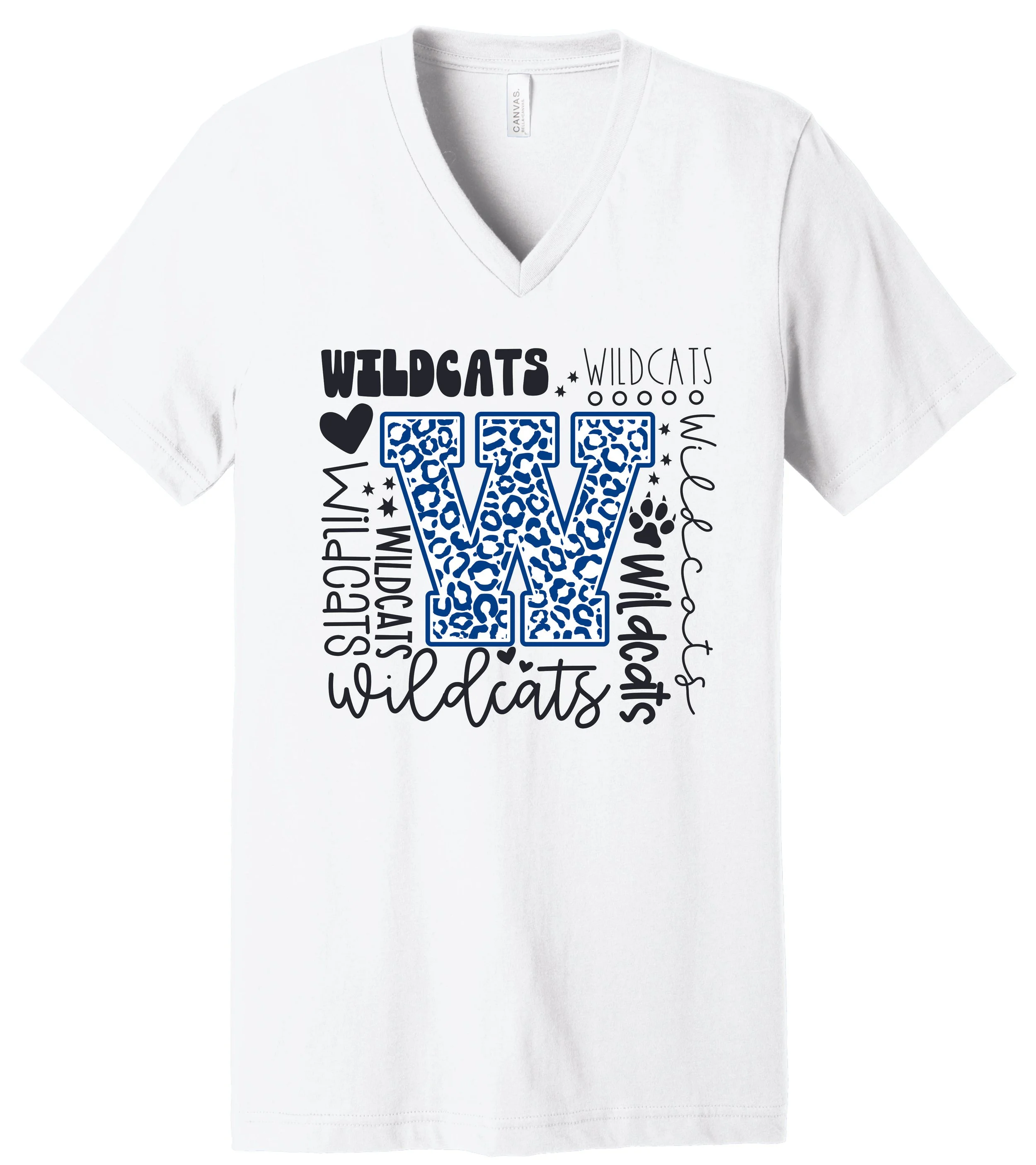 W Multiple Wildcats T-Shirts White V-Neck.jpg