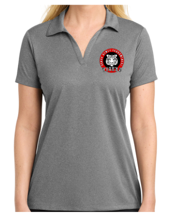 Dewey Elementary - Embroidered TIGERS Left Chest Women's Grey Heather Polo (LST640)