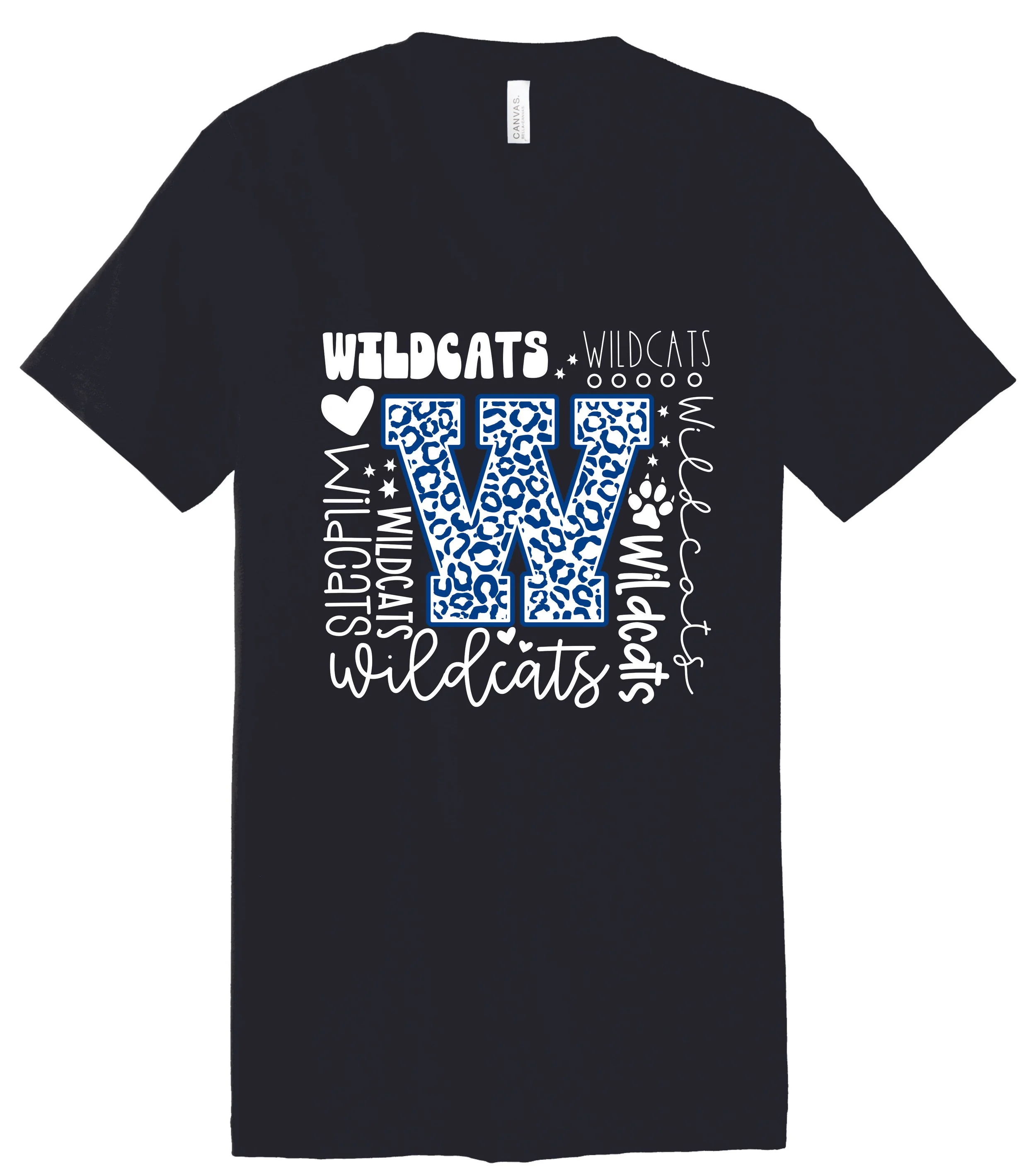 W Multiple Wildcats T-Shirts Black V-Neck.jpg