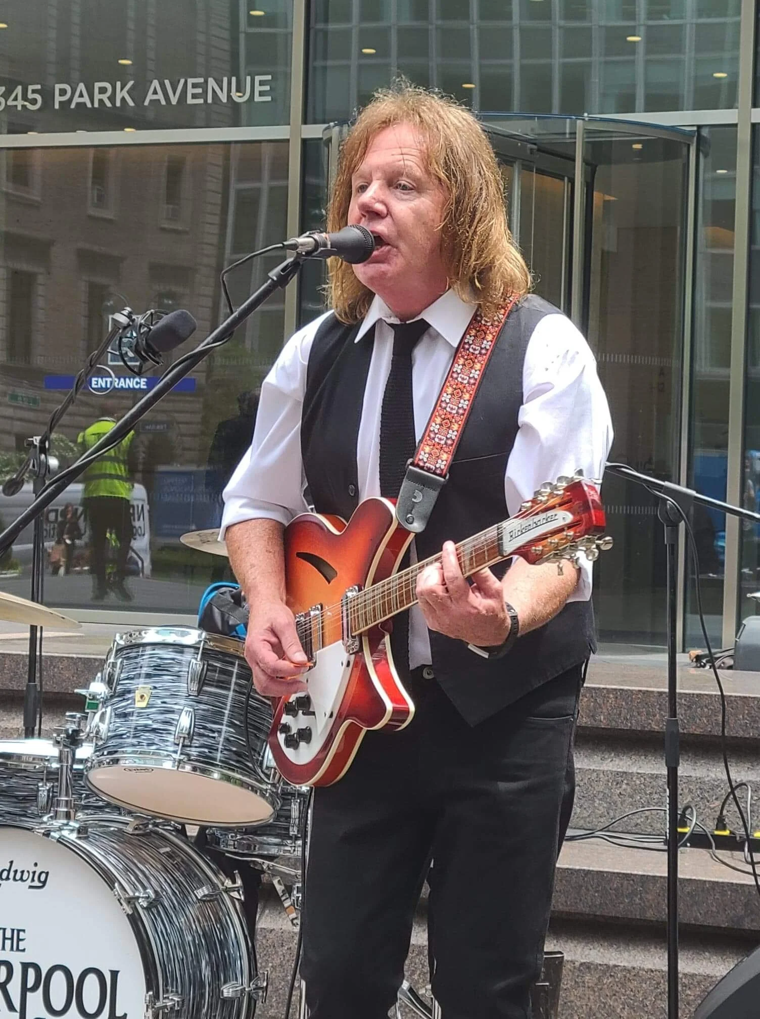 Jamie Bateman with his Rickenbacker 12-string guitar  performing with The Liverpool Shuffle, Long Island's TOP Beatle show at the Summer Solstice Concert at 345 Park Avenue NYC