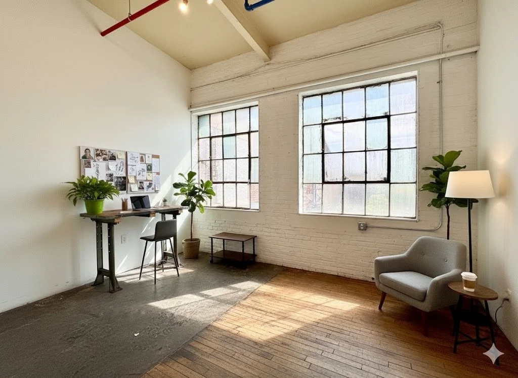 Suite 18203 | 130 Sq. Ft. | $300/mo | Available Now

Looking for a quiet, sun-drenched office to call your own?
This intimate second-floor space offers great natural light and a peaceful corner of the complex&mdash;perfect for focused work, consultin