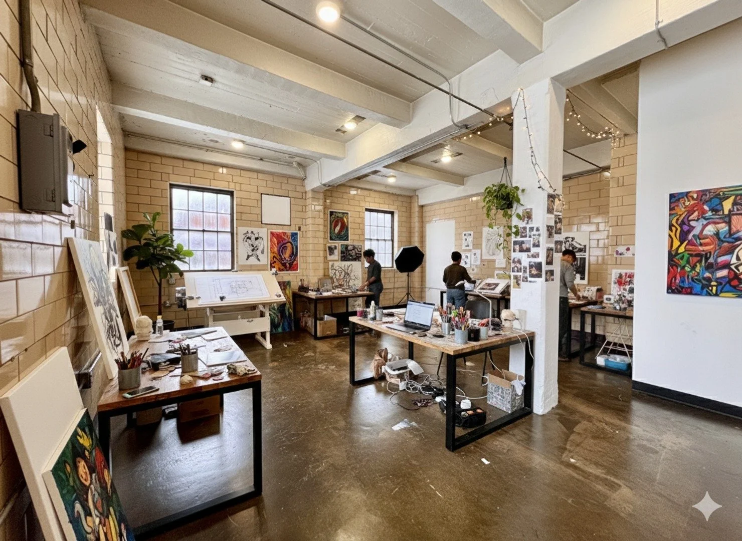 Suite 9201 | 375 Sq. Ft. | Available Now | $410/mo
Creative Studio Space Full of Character
Now available: a 375-square-foot studio space designed for flexibility and creative energy. This unit features a sleek open layout with polished concrete floor