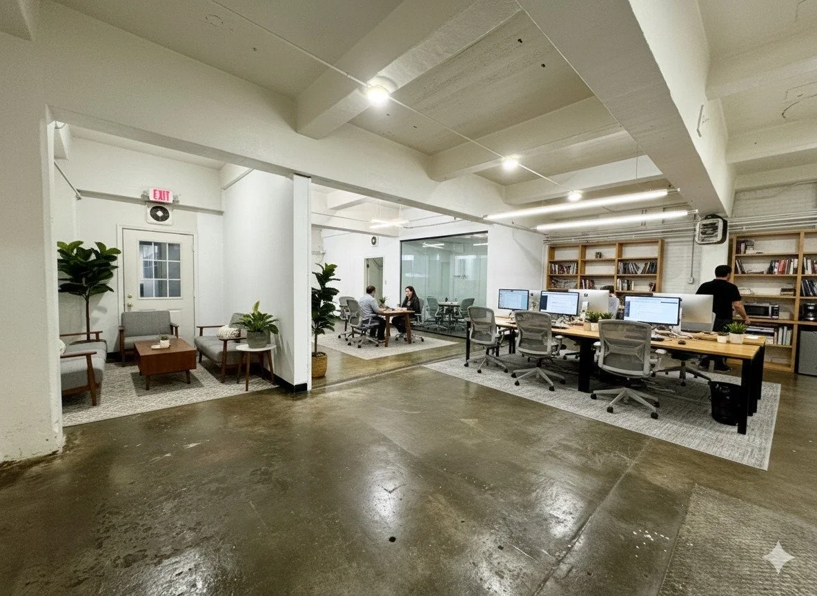 Suite 17113 | 1,060 Sq. Ft. | Available Now | $1,080/mo
Spacious First-Floor Studio with Private Office &amp; Water Access

Ready for a space that works as hard as you do? This 1,060 sq. ft. former gym studio offers an incredibly flexible layout desi