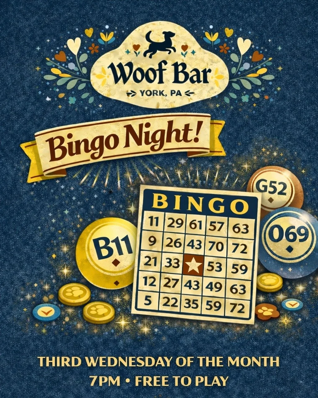 Mark your calendars for Bingo Night at Woof Bar on Tuesday, March 18th, from 7 PM &ndash; 9 PM. This isn't your grandma&rsquo;s bingo&mdash;it&rsquo;s a high-stakes (and sometimes hilarious) game of chance right here in the New York Wire Works.

🎁 T