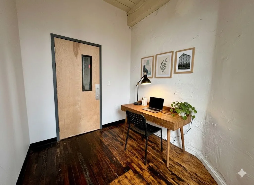 Looking for a place where the world slows down so your productivity can speed up? Suite 2215 at 441 E. Market St. is a 65 sq. ft. "intimate" office designed specifically for those who need a quiet, dedicated corner to truly focus. Tucked aw