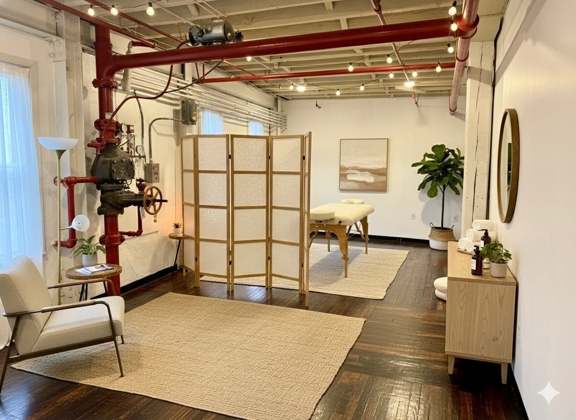 ☀️ Brighten your day, every day!
Looking for the perfect place to let your business shine? Suite 1203 at New York Wire Works is officially available now and waiting for your creative touch.

This 500 sq. ft. sunlit studio is a dream for wellness prac