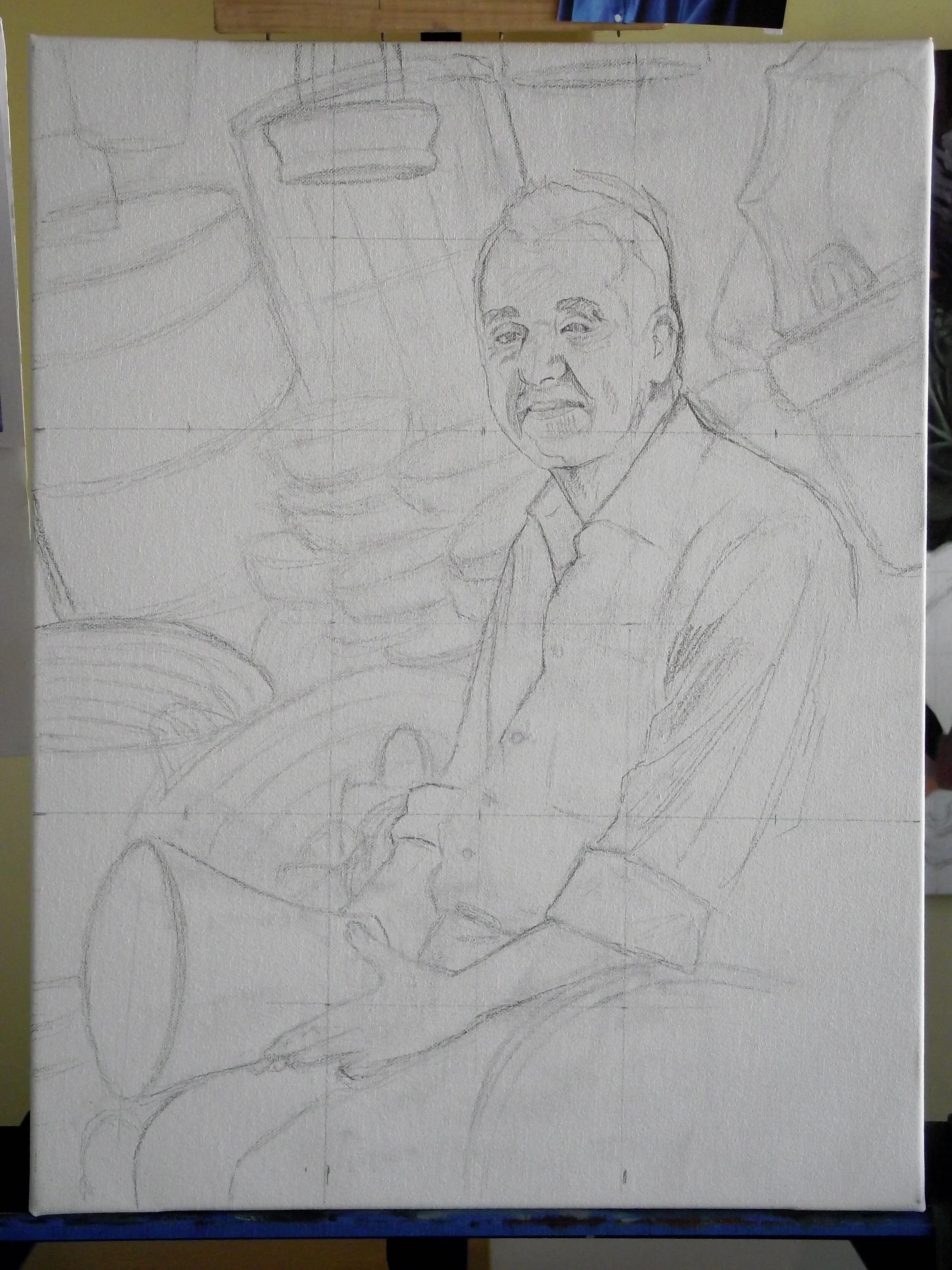 Basket Maker - drawing on canvas